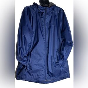 LL Bean Jacket Mens  Windbreaker Lined Navy Blue Full Zip Hood Rain Outdoor LT
